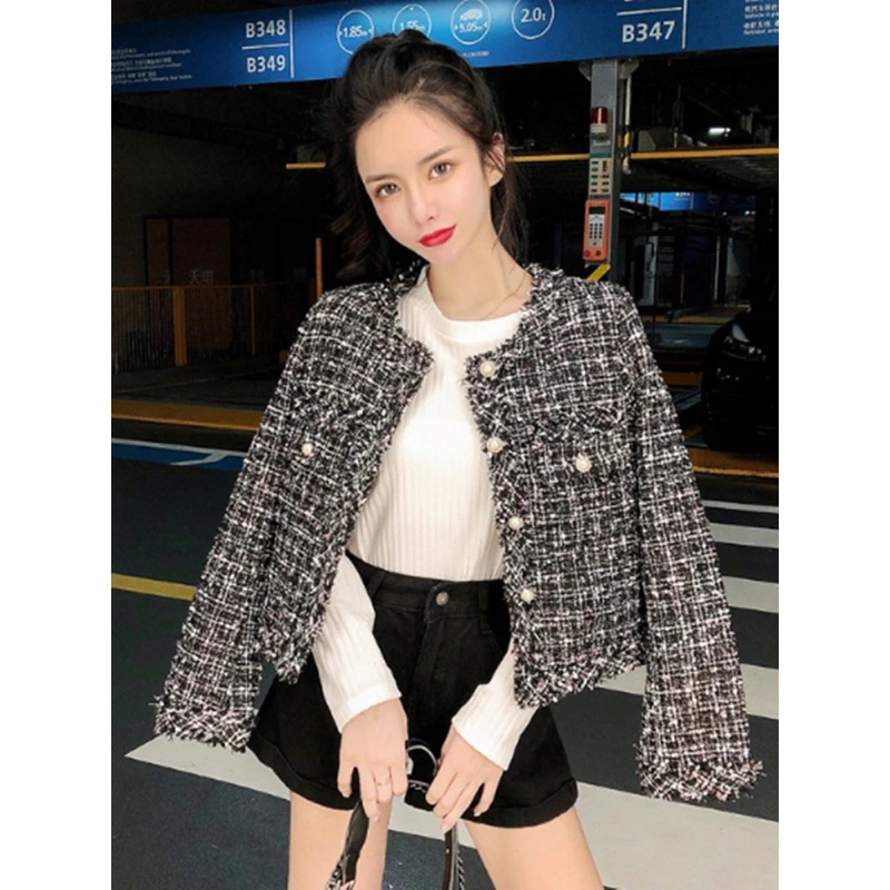 CAYLEE BLAZER WANITA BAHAN TWEED