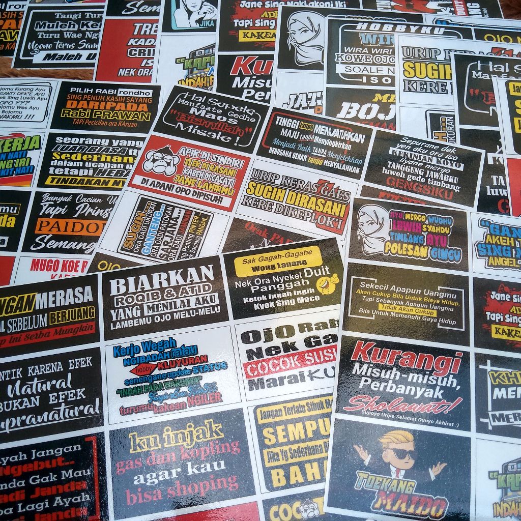 Stiker Kata Kata Keren Jawa Nyindir Untuk Motor Helm Laptop Hp Bahan Vynil Anti Air Sticker Tulisan 