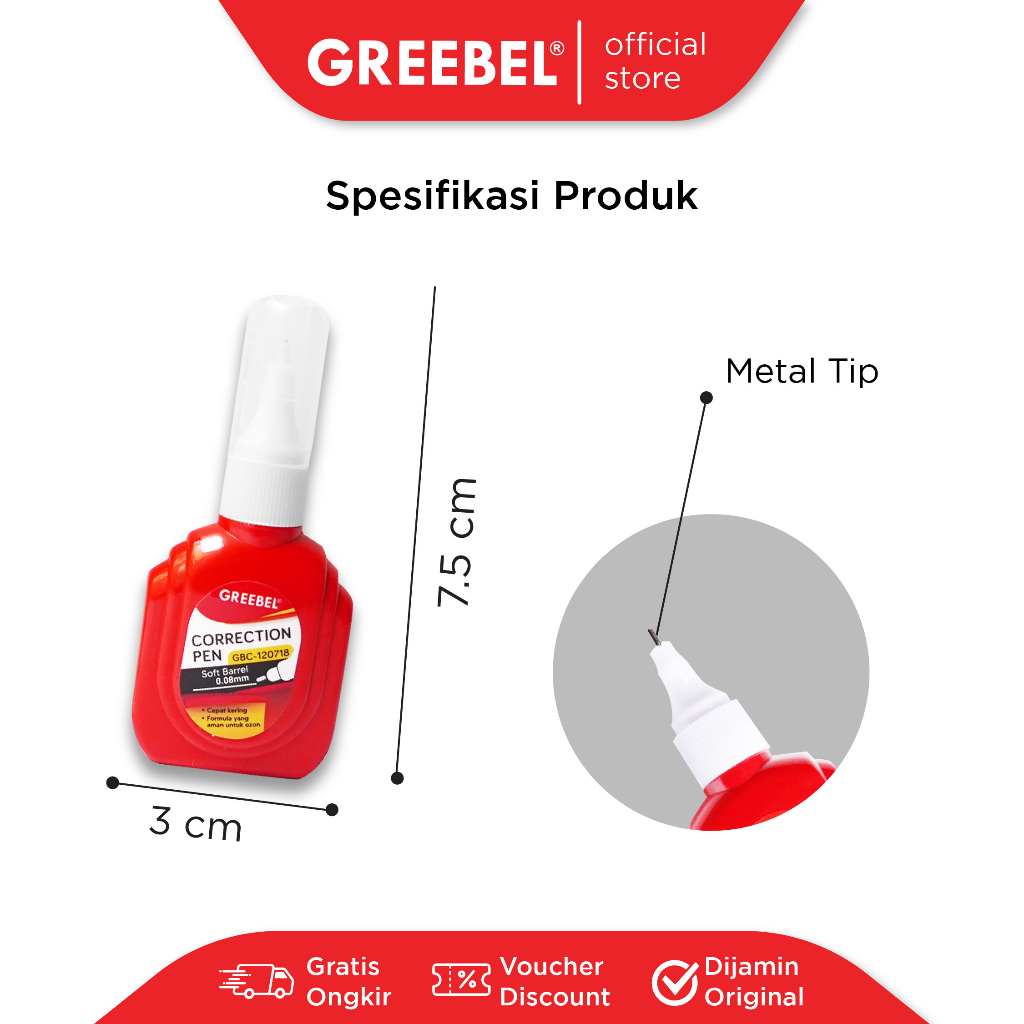 

[1pc] Tipex cair GREEBEL KECIL GBC 120718 correction pen