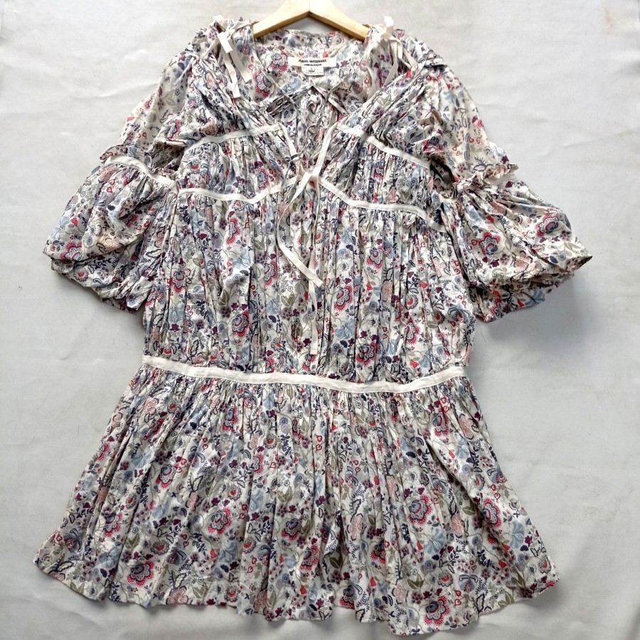 comme des garcons junya watanabe floral pleats ribbon tied dress 2007