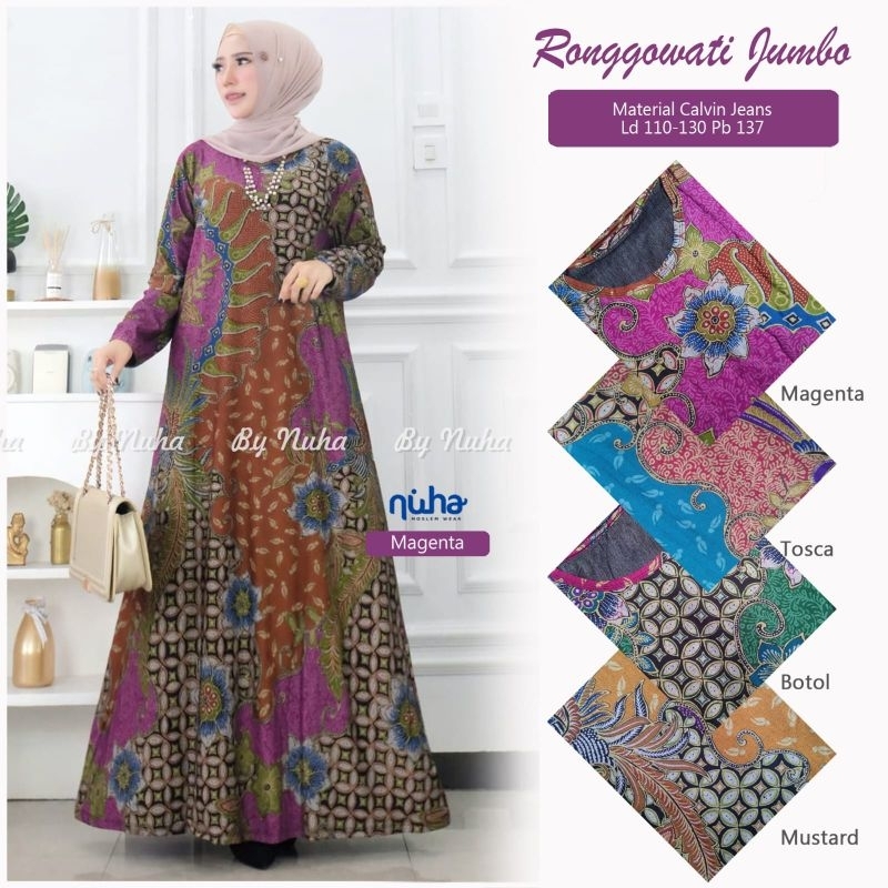 gamis super jumbo ukuran ld 110 melar sampai 130 cm pj 137 cm size XL XXL XXXL gamis bahan calvin je