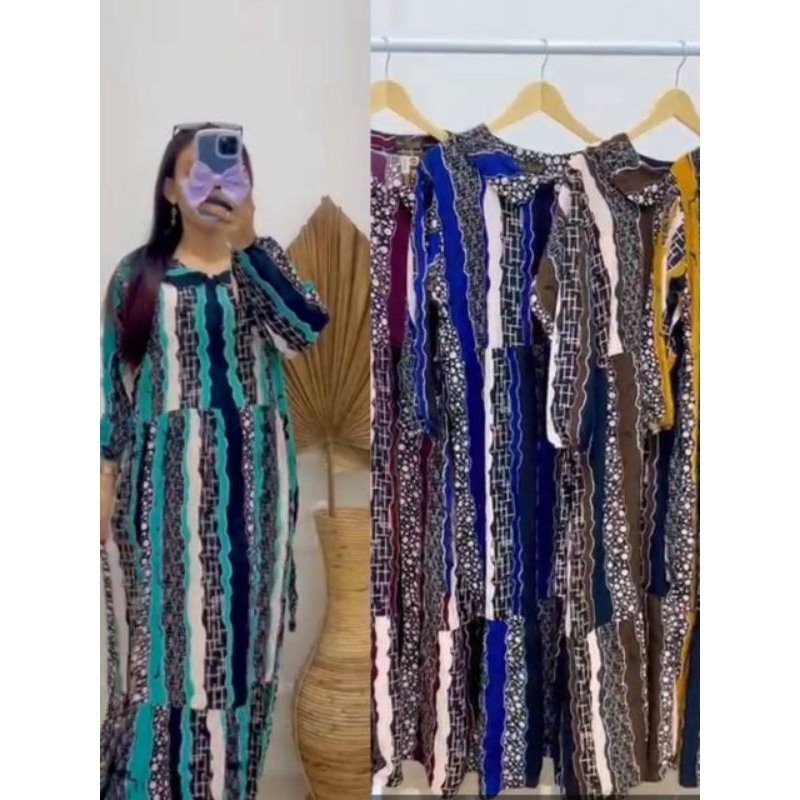 Mididress Safira Salur/Homey dress Salur Bahan rayon super