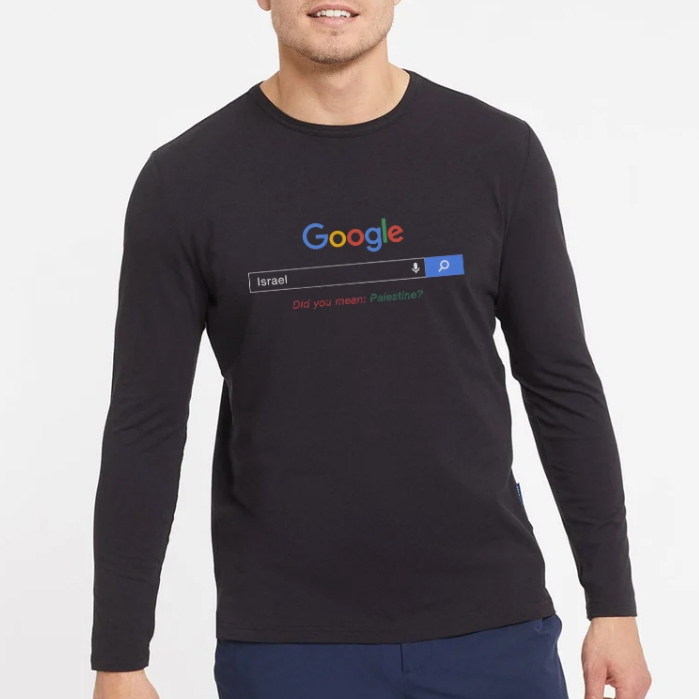 Kaos Baju Lengan Panjang google israel PALESTINE long sleeve premium quality cotton t-shirt