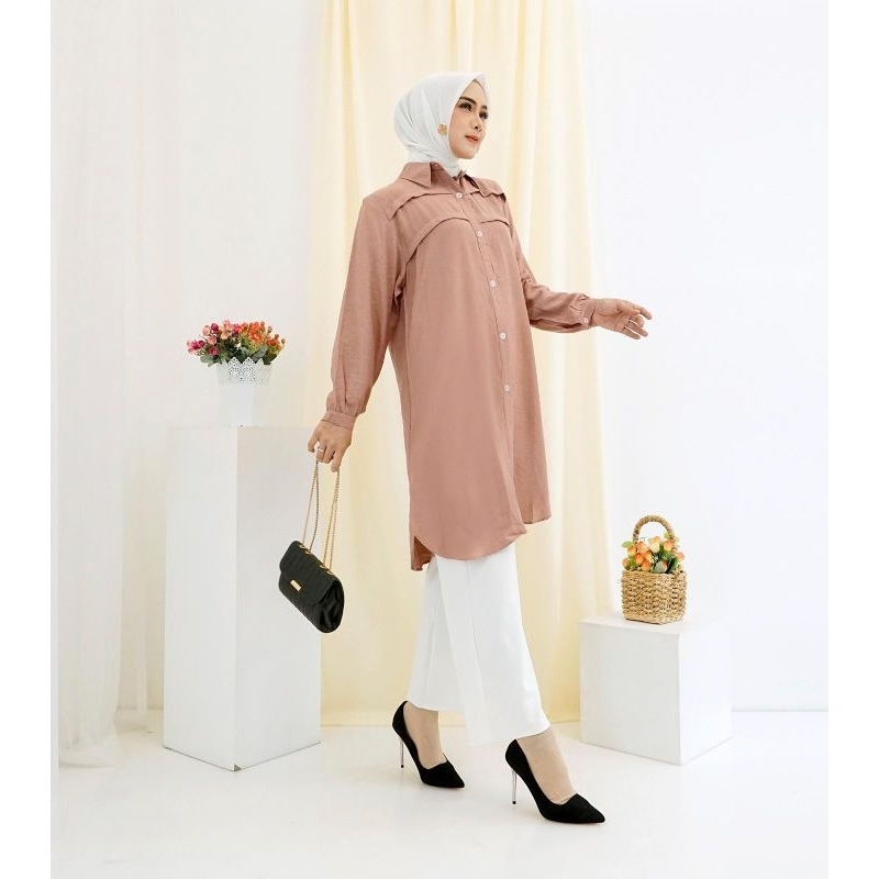 Tunik Kemeja polos katun polo linen premium | Kemeja wanita