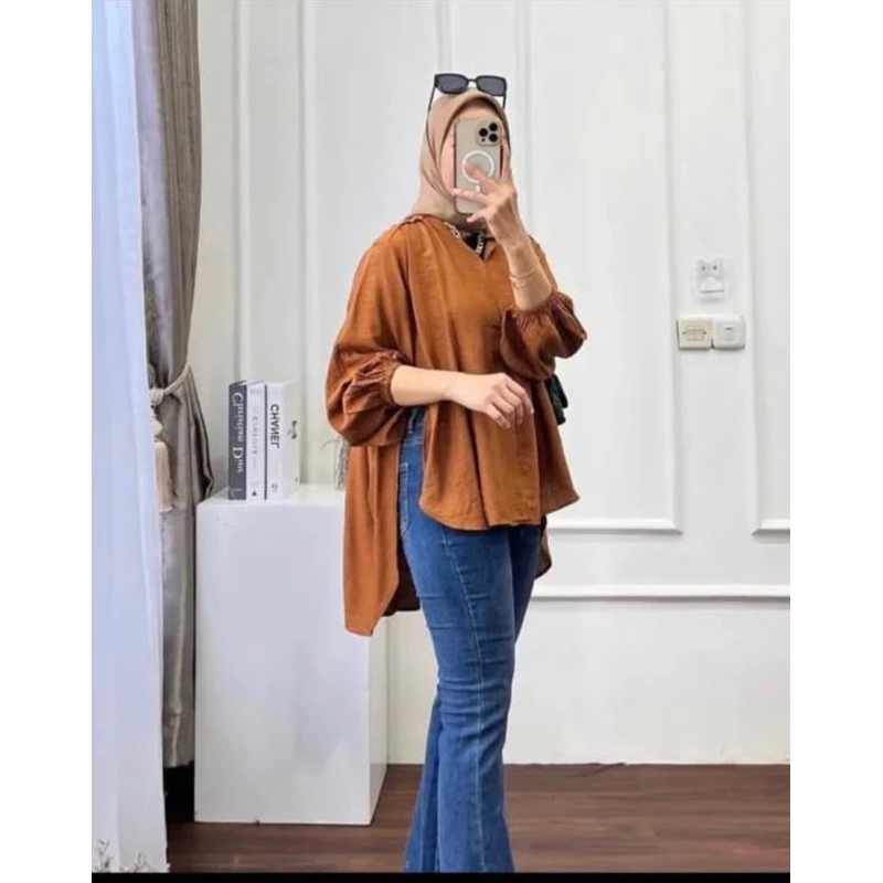 Livia Crinkle Blouse - Outer Atasan Wanita Korean Style