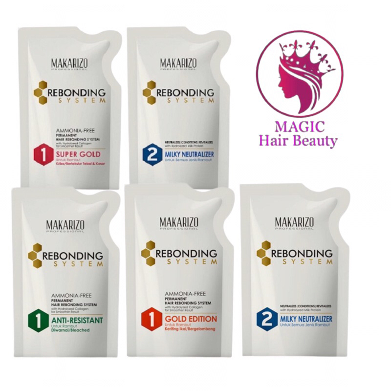 MAKARIZO REBONDING SYSTEM  SMOOTHING SACHET Step-1 & Step-2