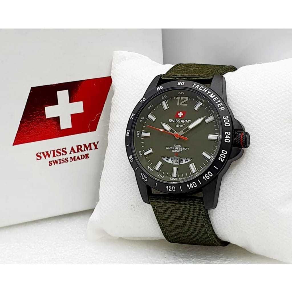 Jam  Tangan Pria Swiss SA3777 Army Original Bahan Kanvas Free Box + Kartu Garansi