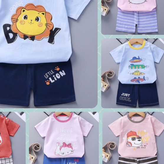 [BISA COD] [0-6 Bulan] Baju Kaos Rumahan / setelan Impor - Laki / Perempuan Bayi Batita Balita Anak