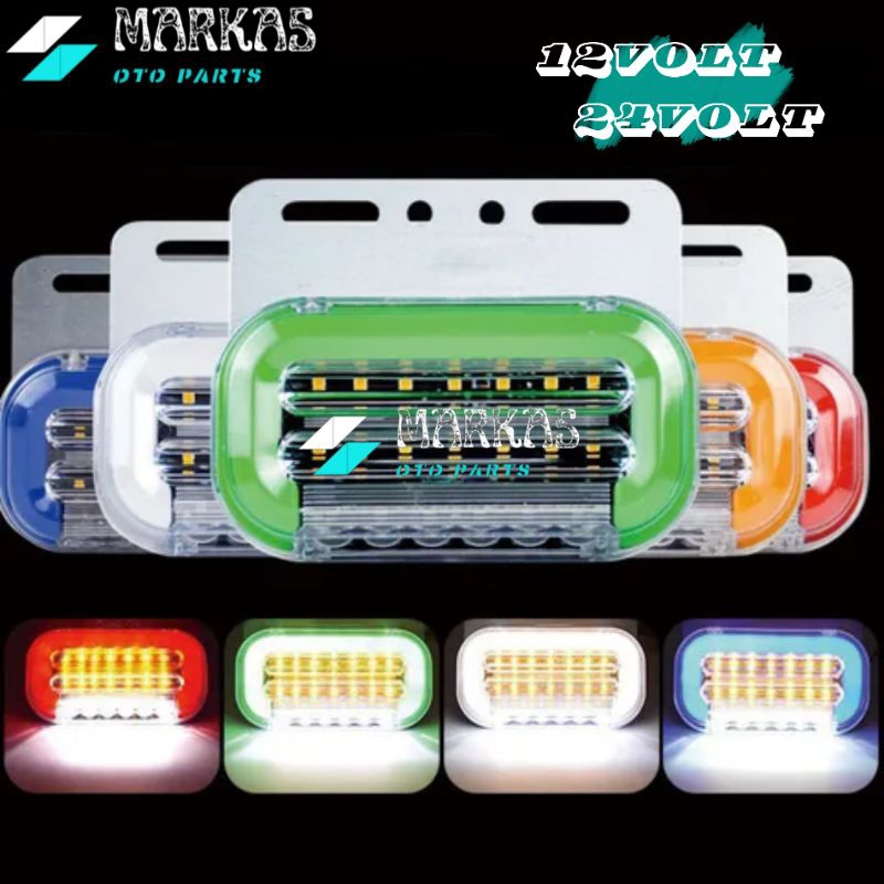 Lampu Led Samping Bak Truk Variasi 12V / 24V Model Oval Besar Universal 31Led Sein Running Light Wat