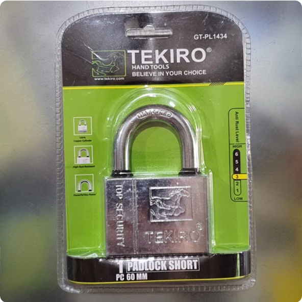 Gembok Leher Pendek Tipe Kotak Tekiro 60mm Gembok 60mm Short TEKIRO