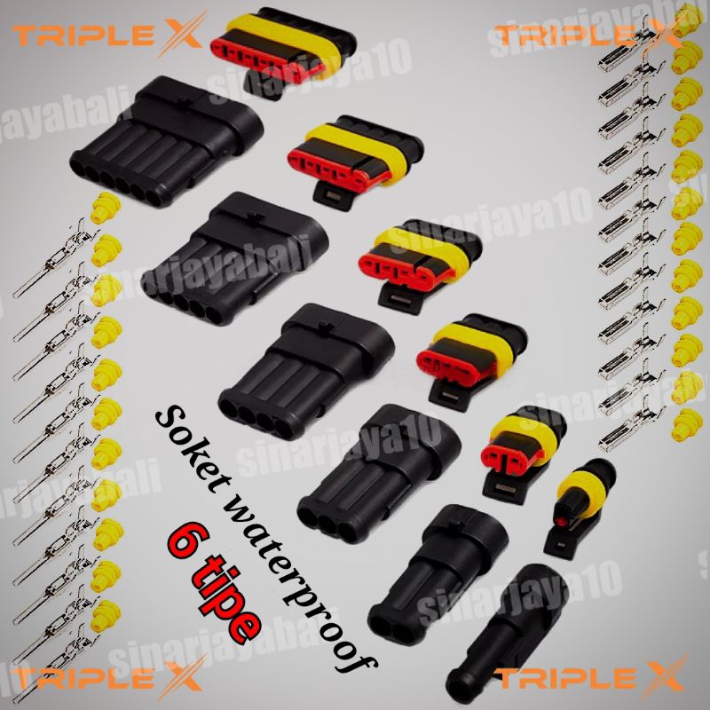 soket waterproof konektor Socket anti air connector 1pin 2pin 3pin 4pin 5pin 6pin kabel motor mobil 