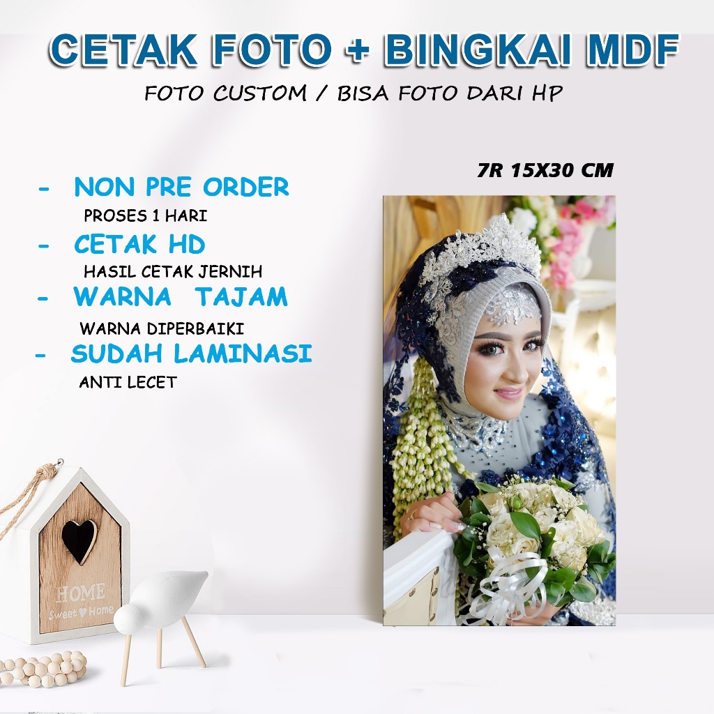 CETAK FOTO 8r HD + BINGKAI KAYU minimalis 15x30