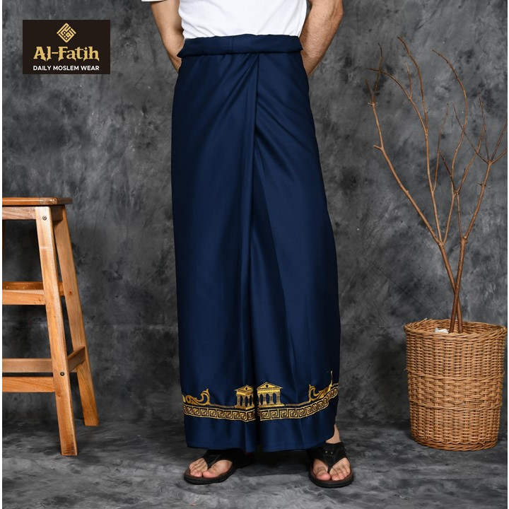 Sarung Bordir Motif Gedung Putih Bordir Timbul Sarung Pria Dewasa Sarung Sholat 100% Bordir