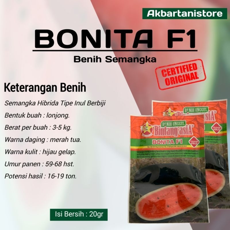 Jual Benih/Bibit Semangka Lonjong Bonita F1 - 20gr