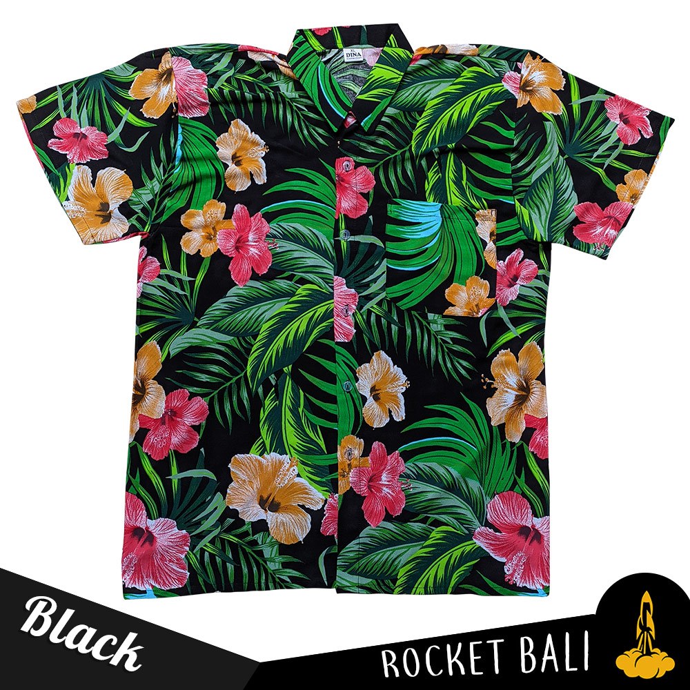 Baju Pantai Pria - Kemeja Hawai Motif Swamp Rose