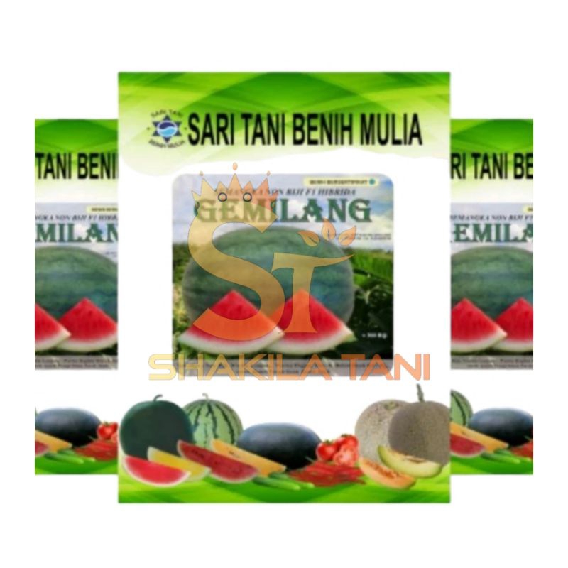 Benih Semangka Hibrida Non Biji F1 Gemilang Kemasan 20 Gram - Cap Sari Tani Benih Mulia