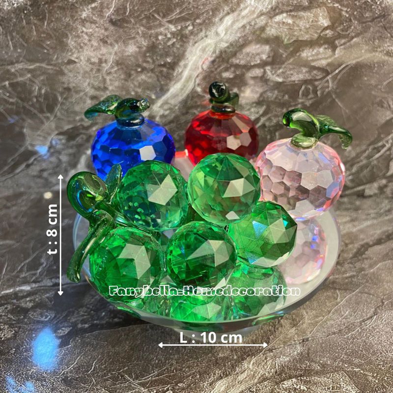 Pajangan Kristal Kaca Mewah Buah Apel Import Dekorasi Rumah