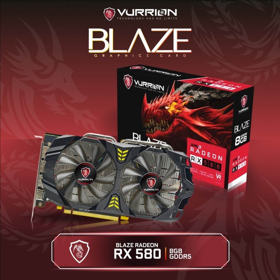 VGA VURRION RX580 8GB GDDR5 256-bit VURRION BLAZE RADEON RX 580