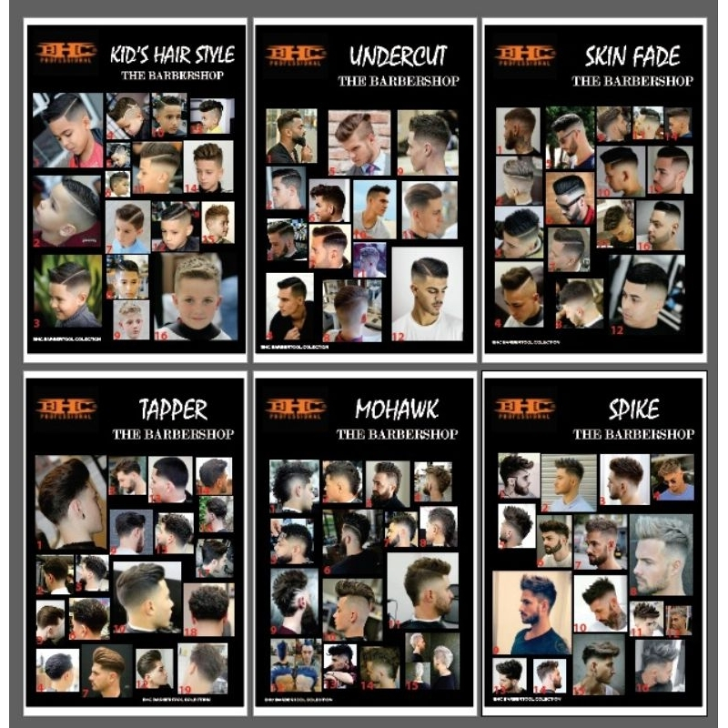 Untuk 6 lembar Poster model rambut poster pangkas rambut poster gaya rambut pria poster barbershop