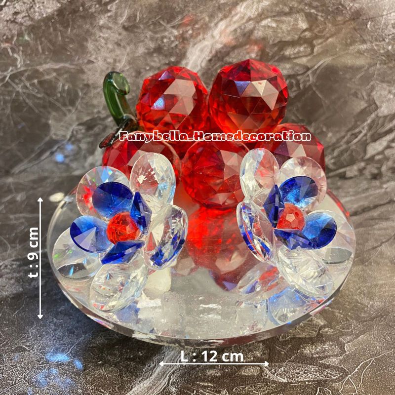 Pajangan Kristal Kaca Mewah Buah Apel Import Dekorasi Rumah