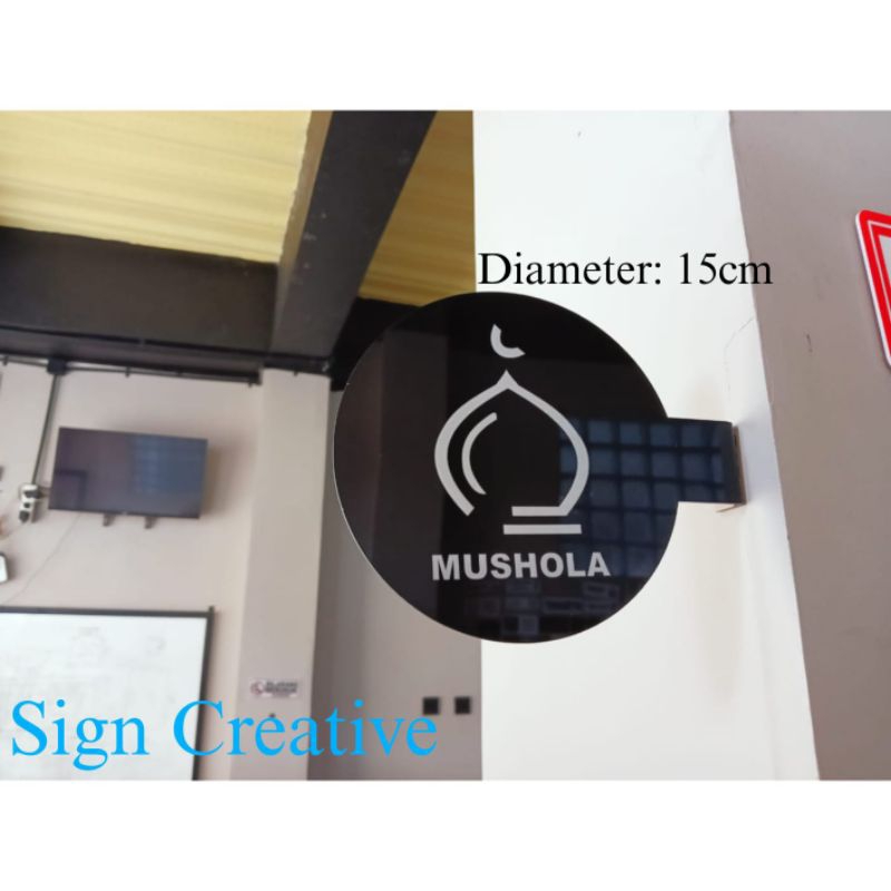 Sign Akrilik  Pop up Sign Bulat 15cm - Musholla