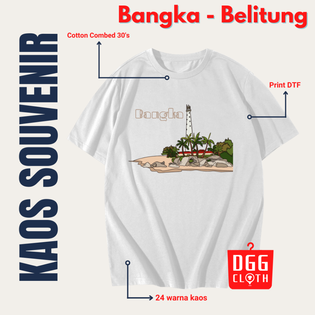 DGG Cloth Kaos Souvenir Bangka Belitung, Baju Oleh Oleh Souvenir Bangka Belitung, Kaos Oleh Oleh  Ba