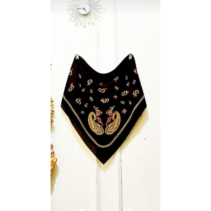 Hijab Square Gucci Hitam New Edition 15 Original by SHR