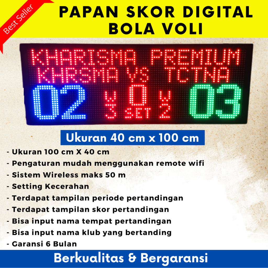 Papan Skor Digital Bola Voli Running Text