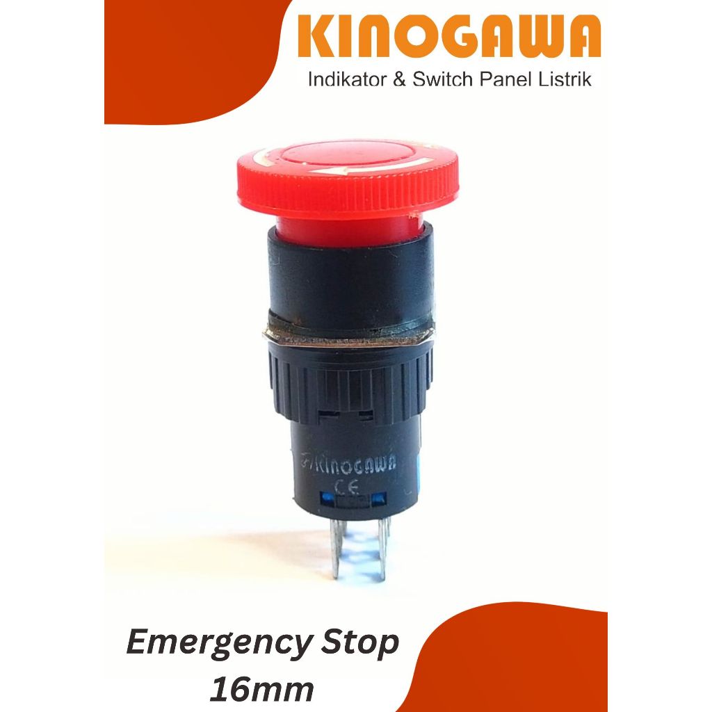 KINOGAWA Tombol Emergency Push Button 16mm Reset Saklar Tekan Tombol Panel Mesin Industri ON OFF Sak