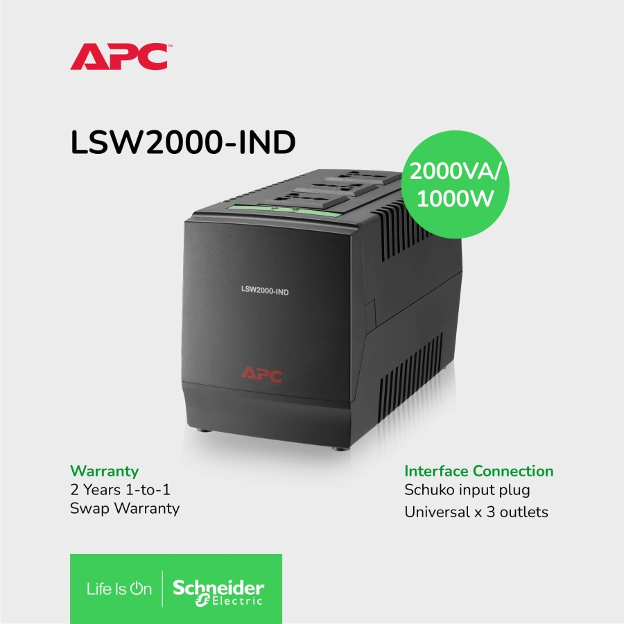 Bundling Stabilizer APC 2000VA LSW2000-IND & APC Essential SurgeArrest PM5T-GR
