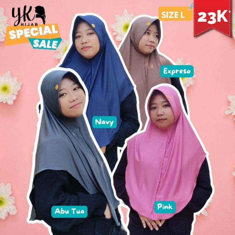 YKHIJAB Hijab Bergo Instan Ukuran L Premium Jersey Lembut Hamidah Kenan