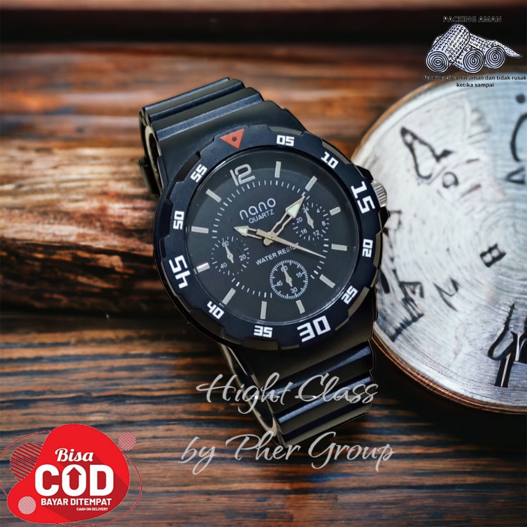 Jam Tangan Pria Tahan Air Original Brand NANO Jam Cowok Keren Strap Rubber Premium Water Resist Aman