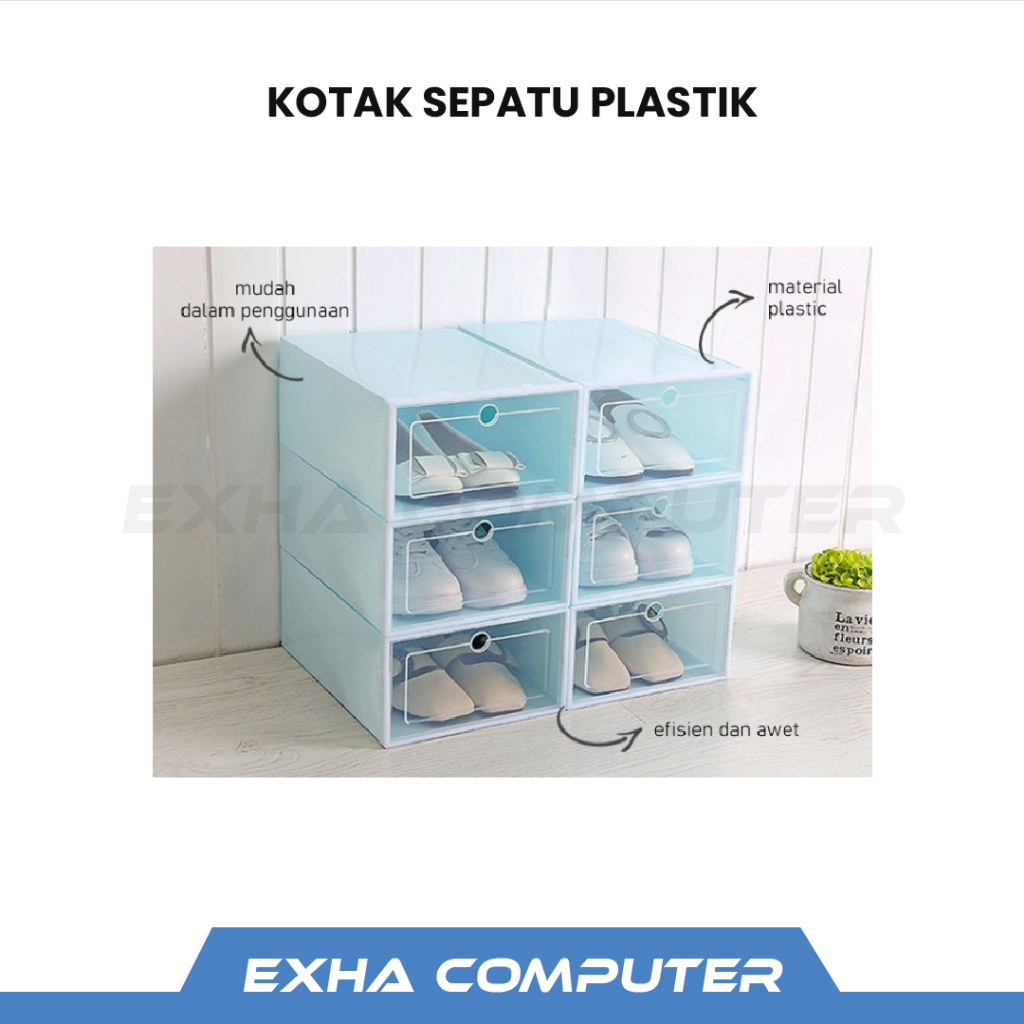 KOTAK SEPATU PLASTIK TRANSPARAN PORTABLE