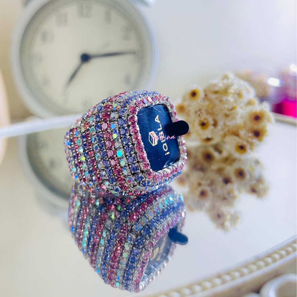 Iqibla Zikr Ring Swarovski Hias Pink Lilac Silver