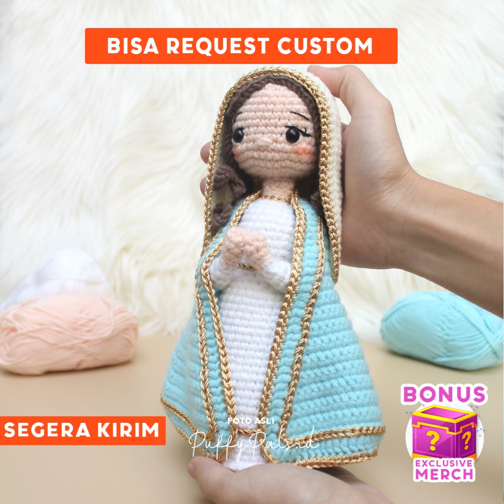 Boneka Rajut Amigurumi Crochet Holy Mary Bunda Maria Rosario Holder