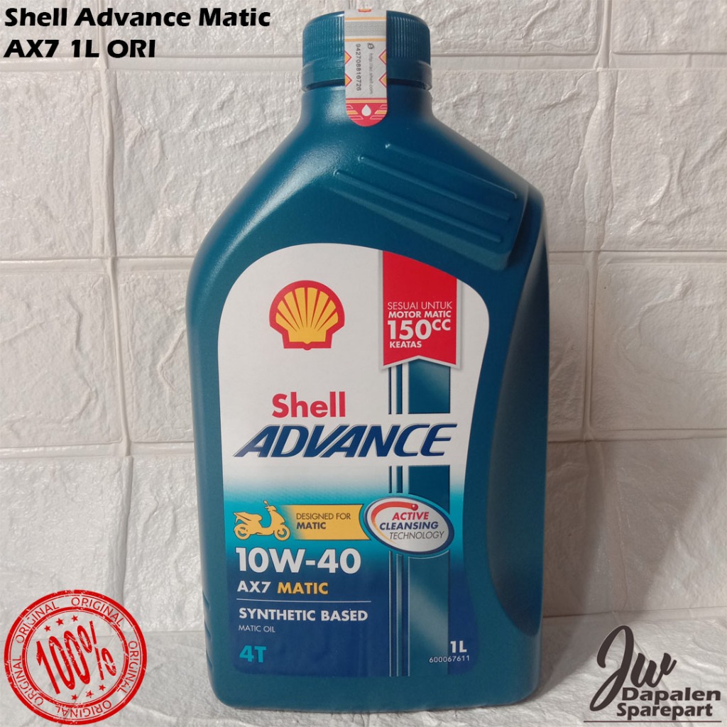 Oli Shell Advance AX7 10W-40 1L Untuk Matic Aerox 155, Lexi Original Shell Asli