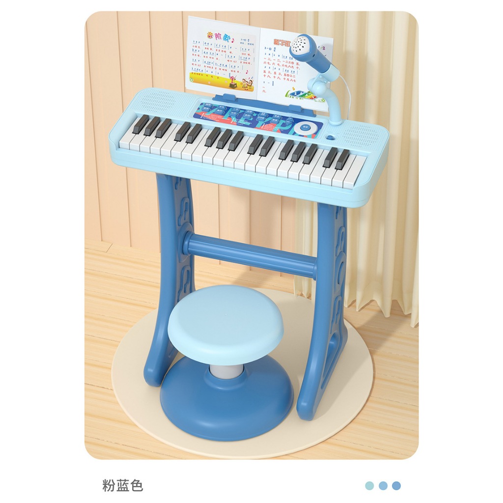 NEW Piano Elektrik Anak Ditambah Microphone dan Kursi Duduk / Keyboard Elektrik Mainan Edukasi Piano