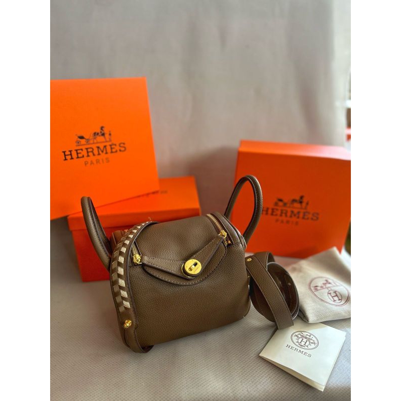 H Lindy 20 cm - Dark Khaki / tas wanita / tas kerja / tas kantor / tas selempang / tas tangan / hand