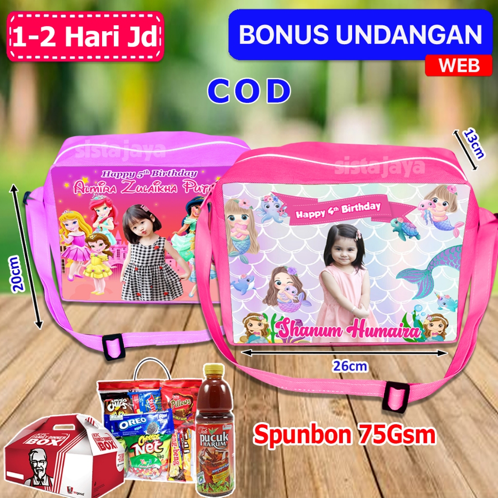 Tas Selempang Ultah Anak Mermaid / Tas Selempang Anak Custom / Tas Ulang tahun Anak Selempang / Tas 