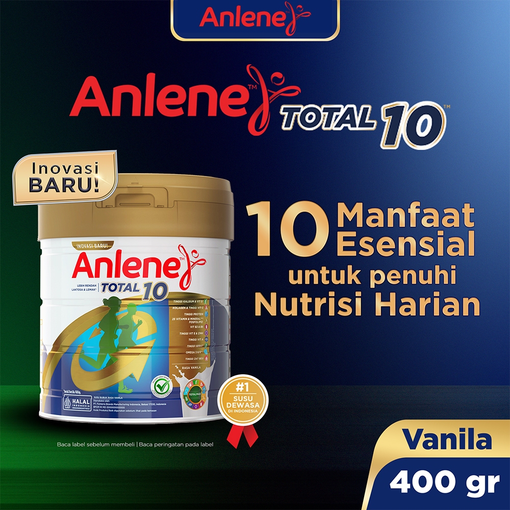 

Anlene Total 10 400g - Anlene Susu Bubuk Dewasa ukuran 400 gr