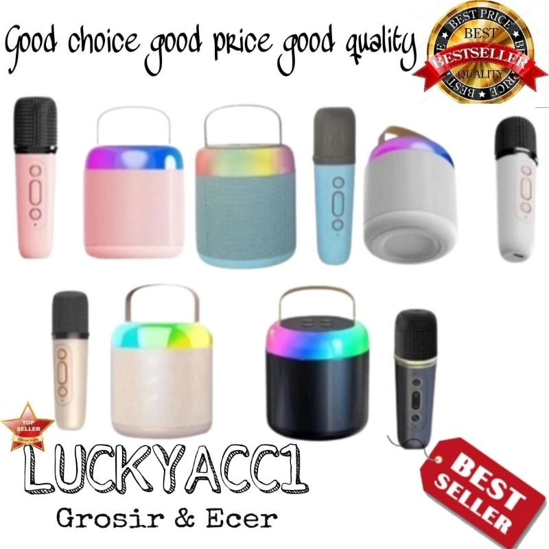 LC - Speaker Bluetooth Karaoke TWS K4 RGB LED Color Full + Microphone Mini Portable / Speaker Karaok