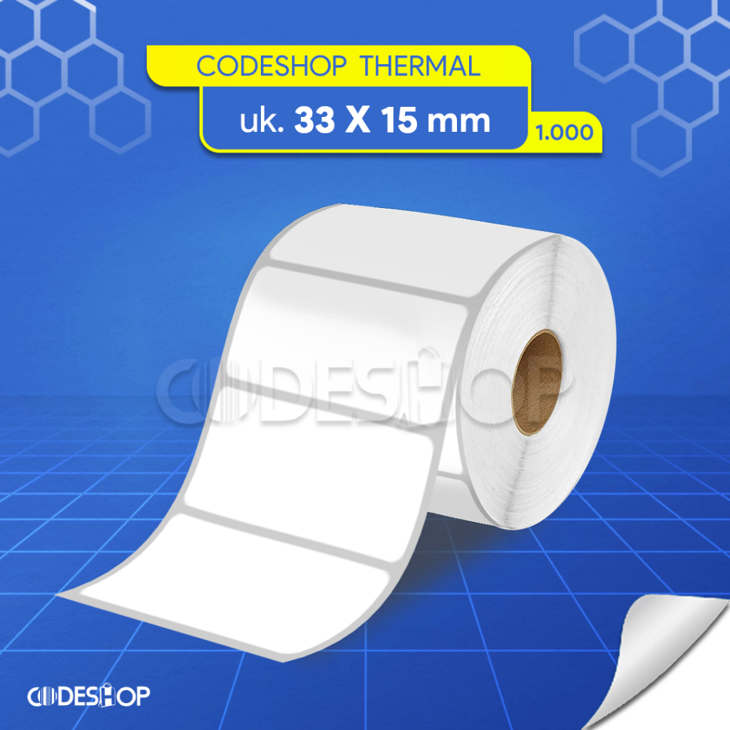 

Codeshop Label Thermal 33x15 mm 1 Line Core 1 inch isi 1000 Pcs Stiker