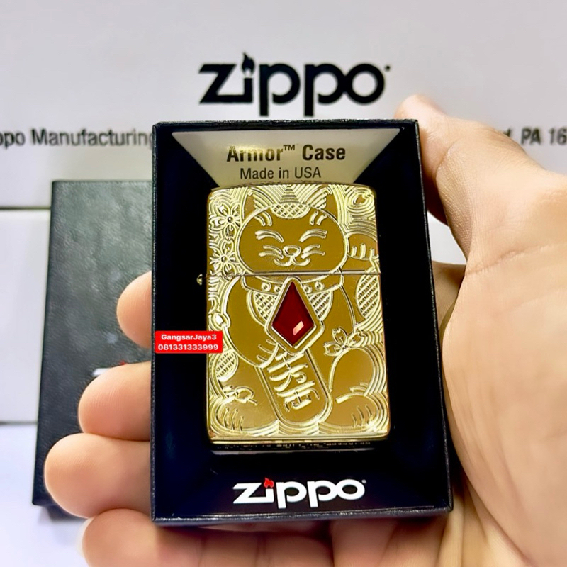 korek zippo original USA 49802 armor Lucky Cat