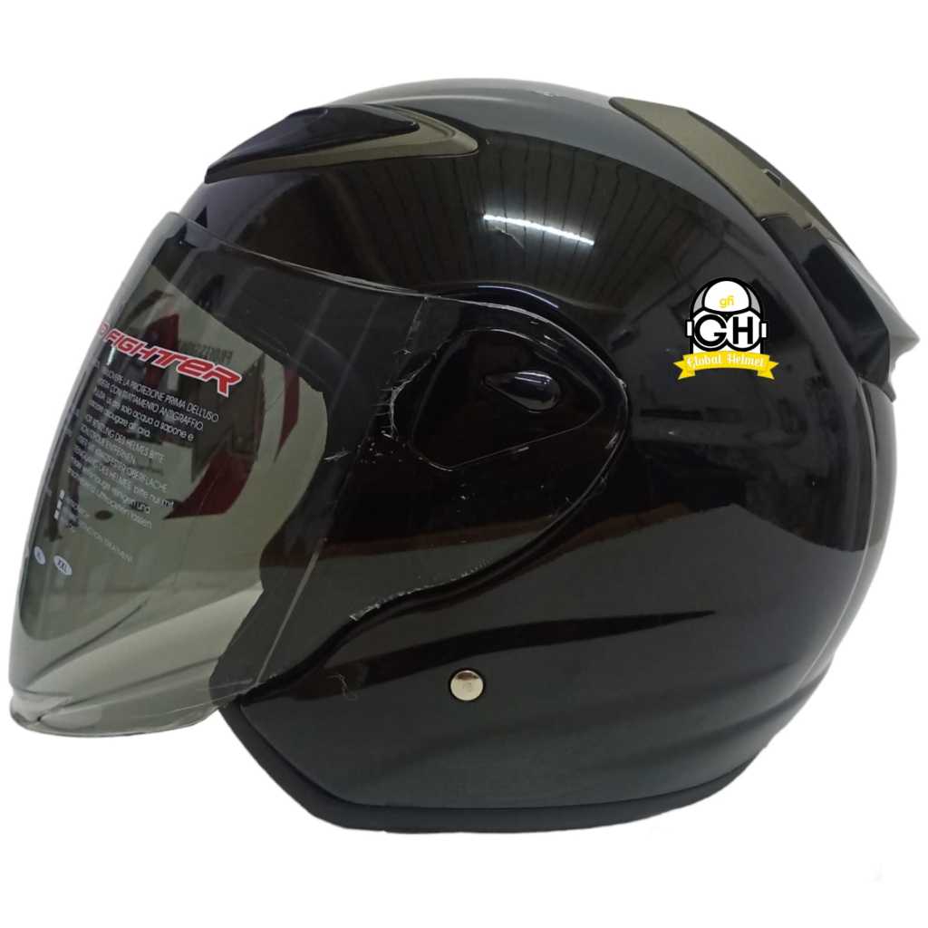 HELM HALF FACE NHK R6 NHK R-6 SOLID POLOS BLACK Helm