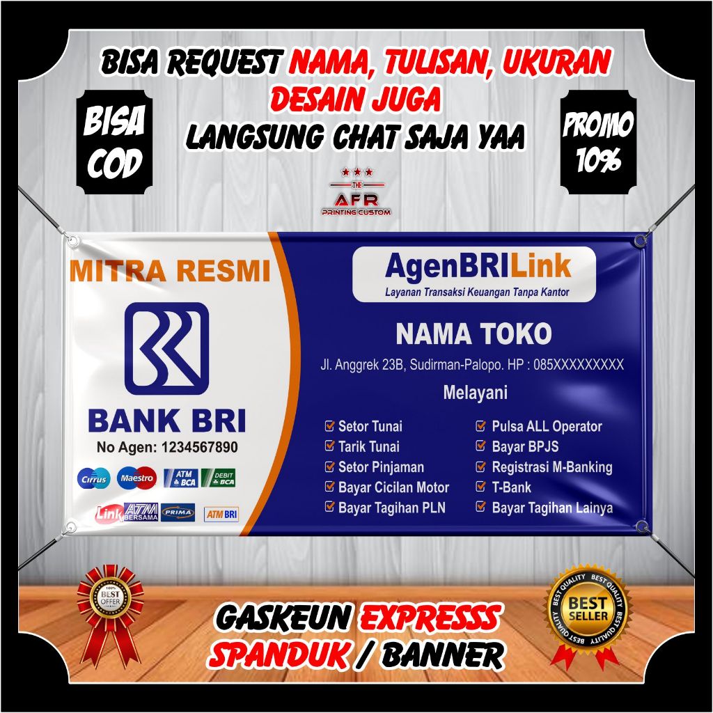 Spanduk Banner Backdrop Brilink Jasa Agen Bri Link - Banner Toko Jasa Bri Link Brilink Desain Custom
