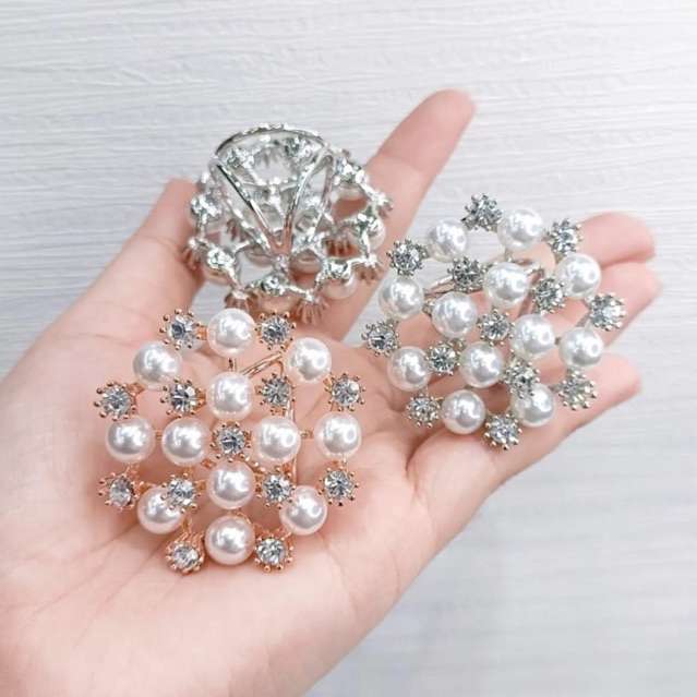 Ring bros cincin / Ring hijab jilbab / Ring syal bunga diamond mutiara susun