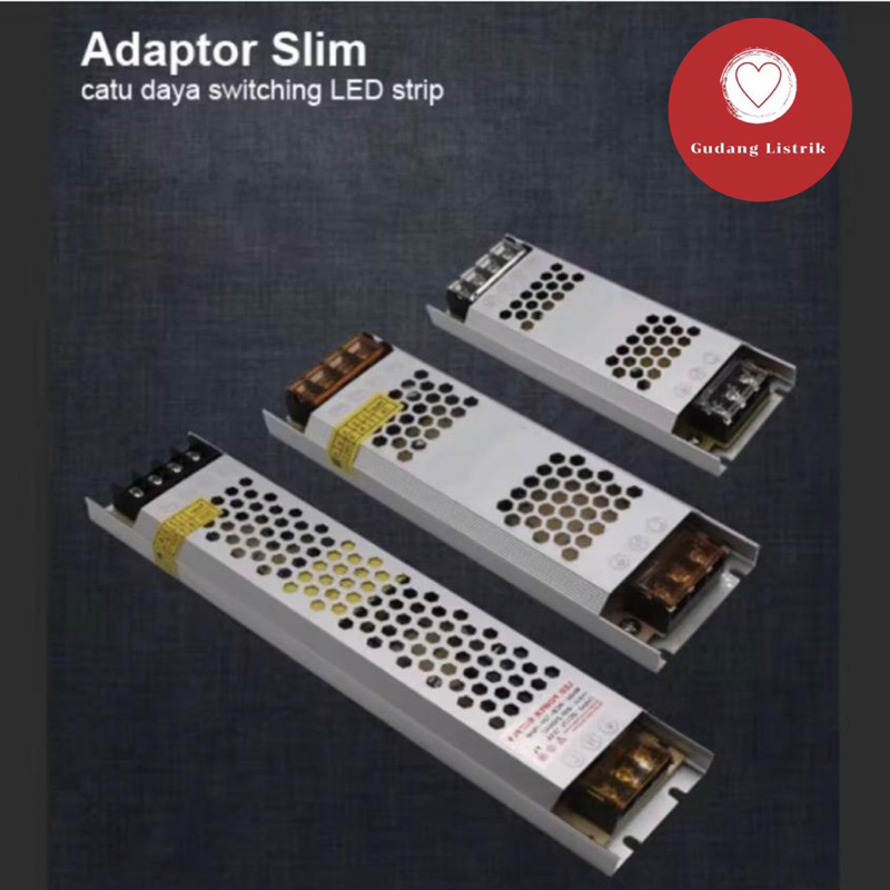Trafo LED Strip 3A 5A 10A 15A 12v Power Supply Slim Tipis AC DC Travo