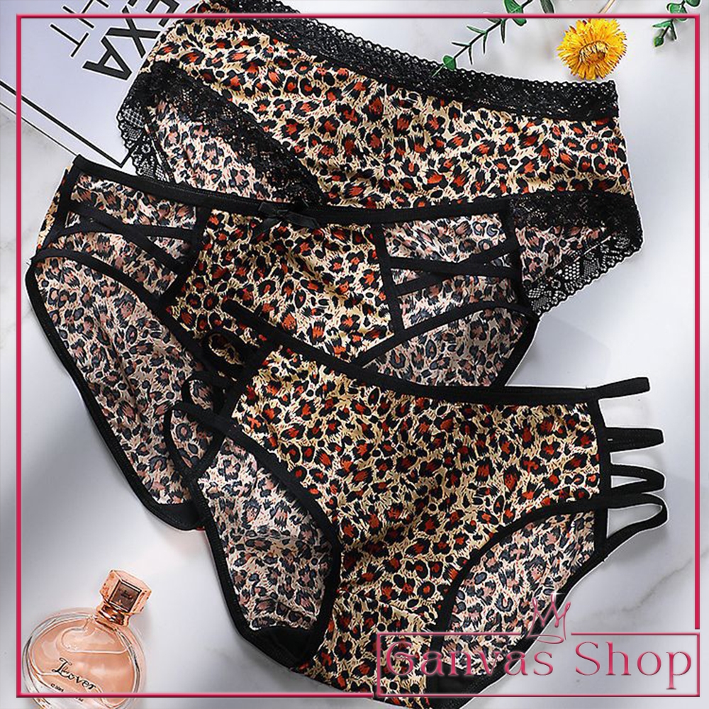 Celana Dalam Wanita sexy transparant Motif Leopard CD Loreng Renda