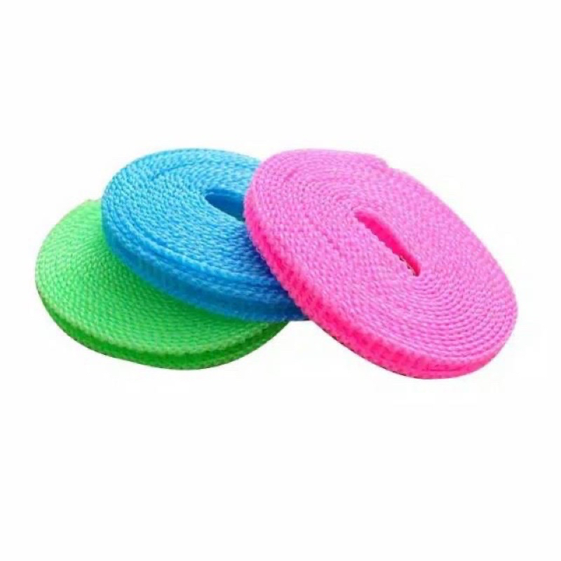 TALI JEMURAN PAKAIAN 5 METER 3 METER PRAKTIS / TALI GANTUNGAN JEMURAN BAJU PORTABLE DENGAN KAIT SERB