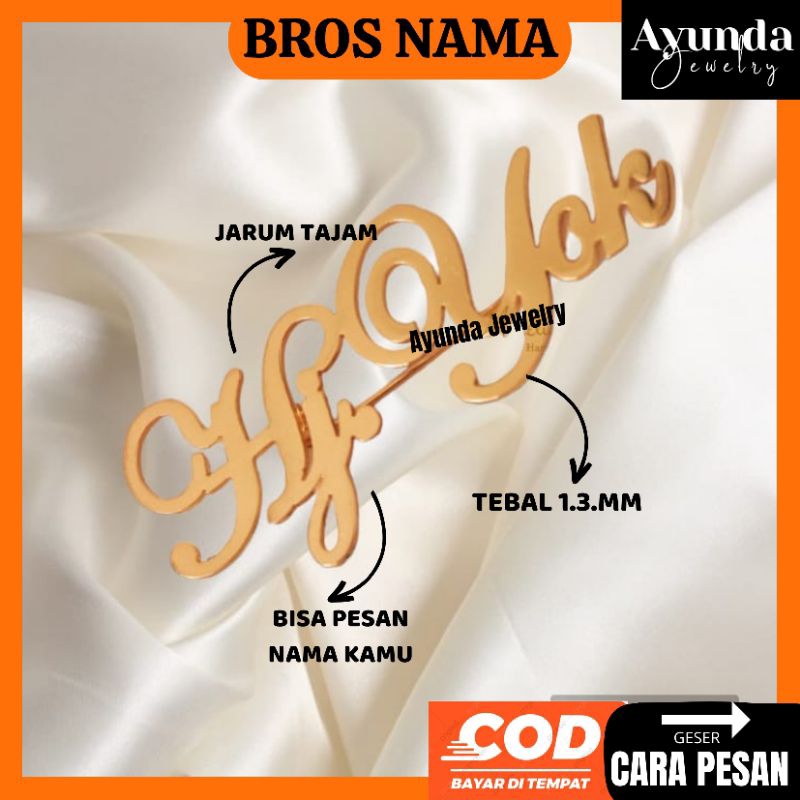 Bros Nama custom titanium lapis emas bros guru